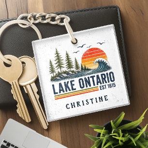 Porte-clés Lac Ontario Vintage Grands Lacs Vie Lacustre