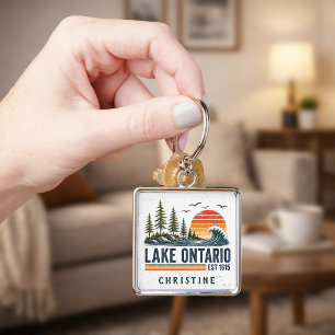 Porte-clés Lac Ontario Vintage Grands Lacs Vie Lacustre