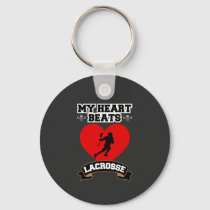 Porte-clés Lacrosse Coeur Homme Joueur Sport Passion Amour