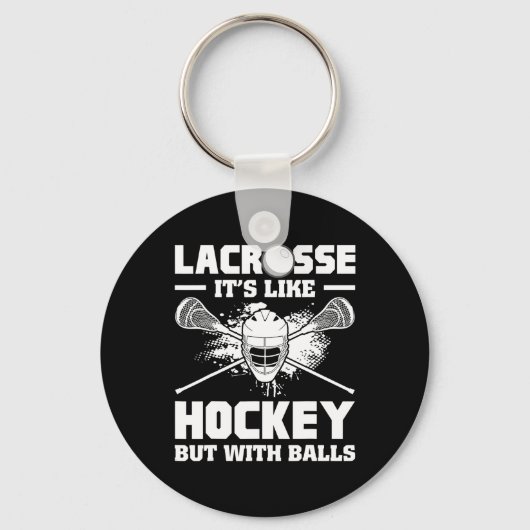Porte-clés Lacrosse It's Like Hockey But With Funny Player (Recto)