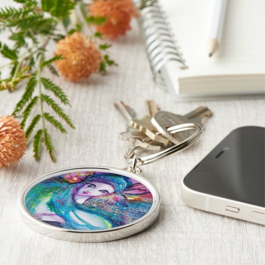 Porte-clés LADY BLUE MASK Elégant Mascarade Vénitienne (Côté)