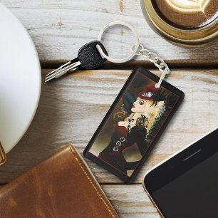 Porte-clés Lady Steampunk Rouge victorien