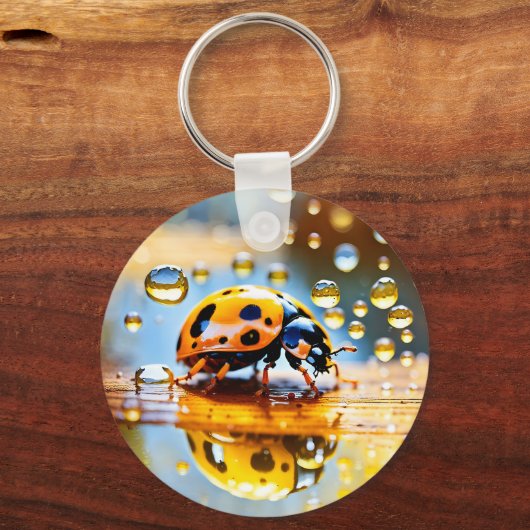 Porte-clés Ladybug sous la pluie (Recto)