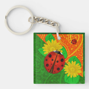 Porte-clés Ladybug Whimsey 3D Folk Art