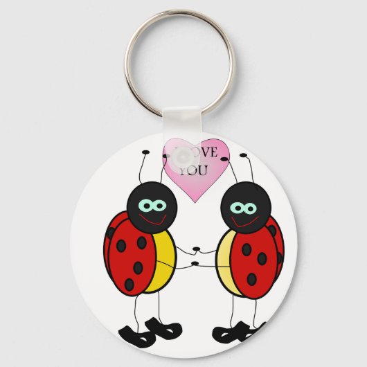 Porte-clés Ladybugs ensemble tenant la main dans l'amour (Recto)