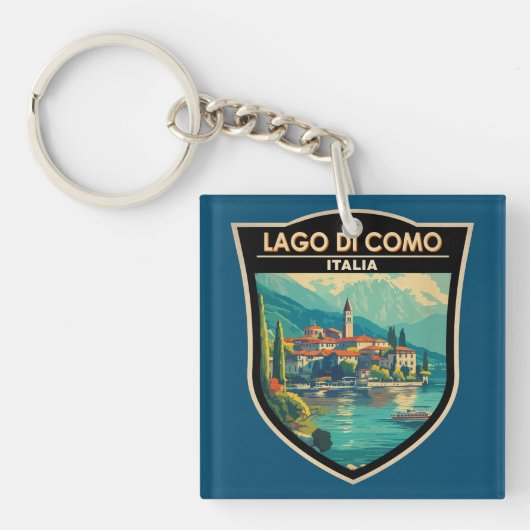 Porte-clés Lago di Como Italia Travel Art Badge (Devant)