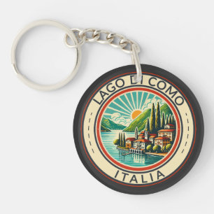 Porte-clés Lago di Como Italie Illustration Voyage Art Badge