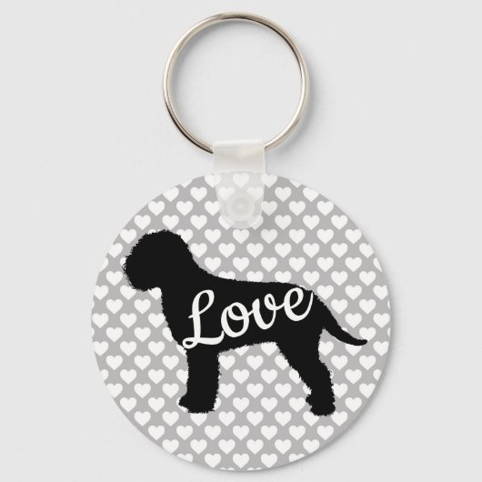 Porte-clés Lagotto Love Back & White Avec Coeurs (Recto)
