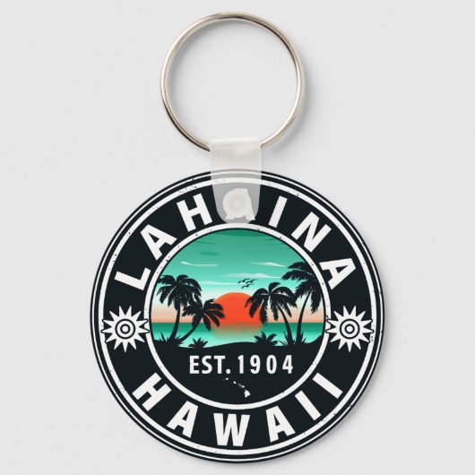 Porte-clés Lahaina Hawaii Beach Retro Sunset Souvenir 60s (Recto)