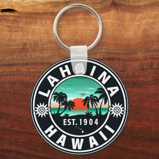 Porte-clés Lahaina Hawaii Beach Retro Sunset Souvenir 60s (Verso)
