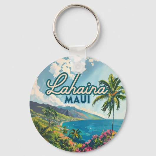 Porte-clés Lahaina Maui Hawaii Beach Coast Retro (Recto)