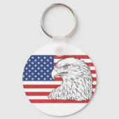 Porte-clés L'Aigle S'Élevant Avec Le Drapeau Américain (Verso)