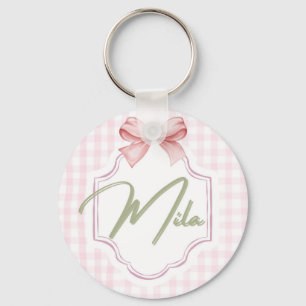 Porte-clés Lainey Baby Girl Nursery Bow&En vichy personnalisé