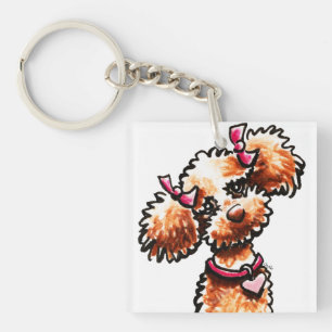 Porte-clés -Laisse Girly Art™ de caniche d'abricot