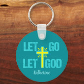 Porte-clés Laissez Dieu Maître Croix Chrétienne (Recto)