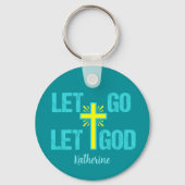 Porte-clés Laissez Dieu Maître Croix Chrétienne (Verso)