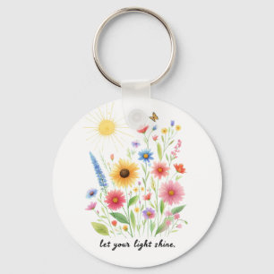 Porte-clés Laissez votre lumière briller fleurs et soleil mon
