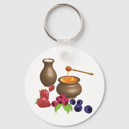Porte-clés Lait et miel avec baies Alimentation rustique (Recto)