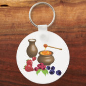 Porte-clés Lait et miel avec baies Alimentation rustique (Recto)