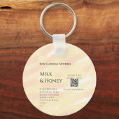 Porte-clés Lait miel bougie soja entreprise ajouter q r code (Verso)