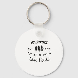 Porte-clés Lake house et. Date année coordonnées personnalisé