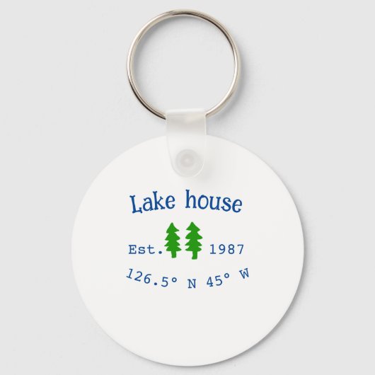 Porte-clés Lake house et. Date année coordonnées personnalisé (Recto)