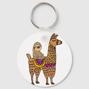 Porte-clés Lama drôle frais d'équitation de paresse