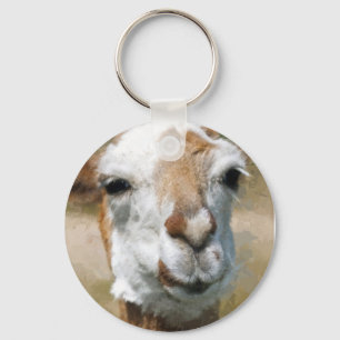 Porte-clés Lama heureux, effet de peinture