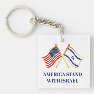 Porte-clés L'Amérique tient le drapeau israélien de la libert