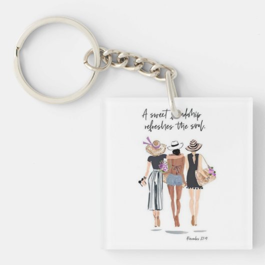 Porte-clés l'amitié douce, rafraîchir votre âme, fille (Devant)