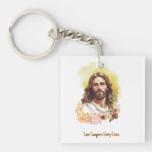 Porte-clés L'amour conquiert chaque croix- Jésus