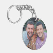 Porte-clés L'amour en script blanc avec le coeur Photo person (Devant gauche)