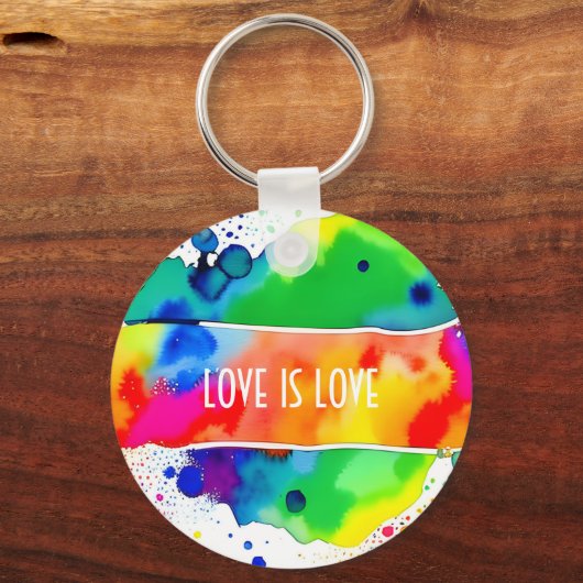 Porte-clés L'amour est amour LGBT Pride Rainbow Custom (Recto)