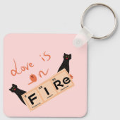 Porte-clés L'amour est en feu | Drôle Porte - clé (Dos)