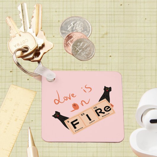 Porte-clés L'amour est en feu | Drôle Porte - clé