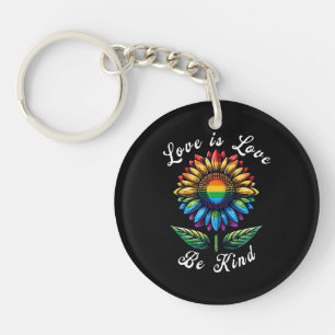 Porte-clés L'amour est l'amour Arc-en-ciel Tournesol LGBT+ Ga