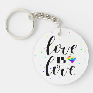 Porte-clés L'amour est l'amour Coeurs arc-en-ciel