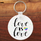 Porte-clés L'amour est l'amour | Coeurs arc-en-ciel (Recto)