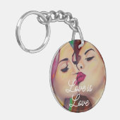 Porte-clés L'amour est l'amour | Deux femmes embrassant (Devant gauche)