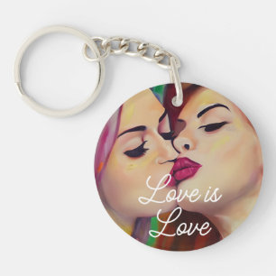 Porte-clés L'amour est l'amour   Deux femmes s'embrassant