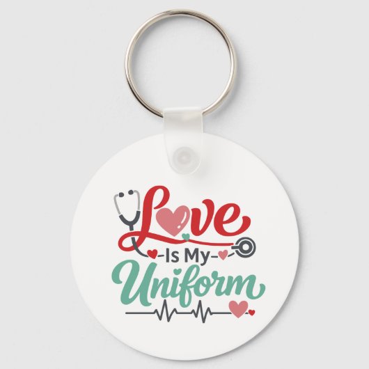 Porte-clés L'amour est mon uniforme d'infirmière (Recto)