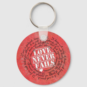 Porte-clés L'amour n'échoue jamais Bible Verse 1 Corinthiens 