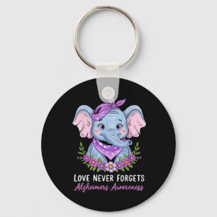 Porte-clés L'amour n'oublie jamais Éléphant de sensibilisatio