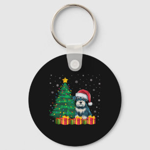 Porte-clés Lampe de Noël de Schnauzer Santa Hat