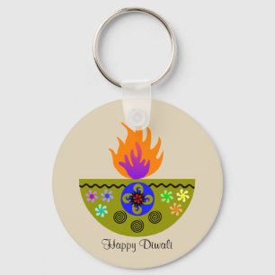 Porte-clés Lampe Diwali colorée Diya