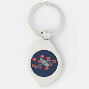 Porte-clés Lancaster vintage parmi les coquelicots rouges