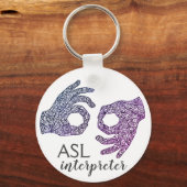 Porte-clés Langue des signes américaine "Interpreter" (Ombré) (Recto)