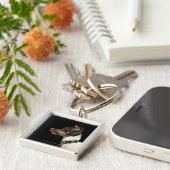 Porte-clés Langue hors de Rat terrier noir et blanc (Côté)