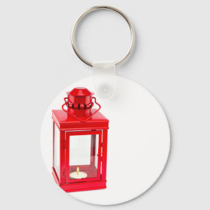 Porte-clés Lanterne rouge avec le tealight brûlant sur le