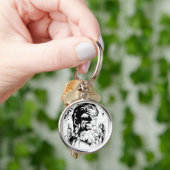 Porte-clés Lanterne verte - Nombreux anneaux, noir et blanc (main)